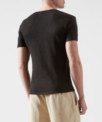Black Slub Jersey Crew Neck Tee - Men's Cotton Short Sleeve Tee by ATM Anthony Thomas Melillo