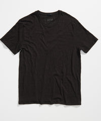 Black Slub Jersey Crew Neck Tee - Men's Cotton Short Sleeve Tee by ATM Anthony Thomas Melillo