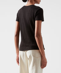 Black Slub Jersey Schoolboy Crew Neck Tee - Women's Short Sleeve T-Shirt by ATM Anthony Thomas Melillo
