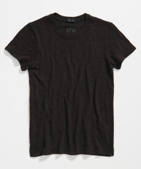 Black Slub Jersey Schoolboy Crew Neck Tee - Women's Cotton Short Sleeve Tee by ATM Anthony Thomas Melillo