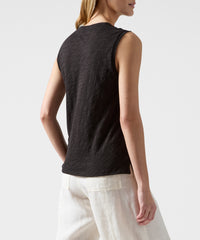 Black Slub Jersey Sleeveless Schoolboy Tee - Women's Tee by ATM Anthony Thomas Melillo