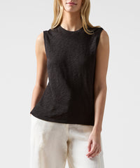 Black Slub Jersey Sleeveless Schoolboy Tee - Women's Tee by ATM Anthony Thomas Melillo