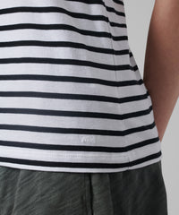 Black White Stripe Classic Jersey Sleeveless Boy Tee | Women's Sleeveless T-Shirt by ATM Anthony Thomas Melillo