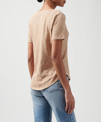 Camel Slub Jersey V-Neck Tee - Women's Cotton Short Sleeve Tee by ATM Anthony Thomas Melillo