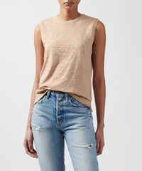 Camel Slub Jersey Sleeveless Schoolboy Tee | Women's Tee by ATM Anthony Thomas Melillo