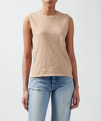 Camel Slub Jersey Sleeveless Schoolboy Tee | Women's Tee by ATM Anthony Thomas Melillo
