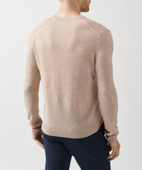 Caramel Recycled Cashmere Exposed Seam Crew Neck Sweater | Men's Cashmere Sweater by ATM Anthony Thomas Melillo