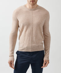 Caramel Recycled Cashmere Exposed Seam Crew Neck Sweater | Men's Cashmere Sweater by ATM Anthony Thomas Melillo
