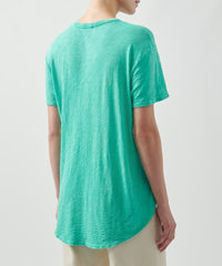Caribbean Slub Jersey Boyfriend V-Neck Tee | Women's Cotton Short Sleeve Tee by ATM Anthony Thomas Melillo