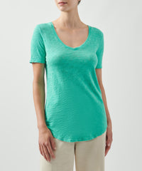 Caribbean Slub Jersey Classic V-Neck Tee | Women's Cotton Short Sleeve Tee by ATM Anthony Thomas Melillo