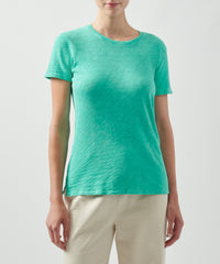 Caribbean Slub Jersey Schoolboy Crew Neck Tee | Women's Cotton Short Sleeve Tee by ATM Anthony Thomas Melillo