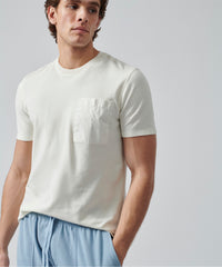 Chalk Cotton Pique Crew Neck Pocket Tee | Men's Cotton Short Sleeeve Tee by ATM Anthony Thomas Melillo