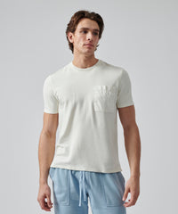 Chalk Cotton Pique Crew Neck Pocket Tee | Men's Cotton Short Sleeeve Tee by ATM Anthony Thomas Melillo