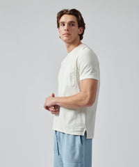 Chalk Cotton Pique Crew Neck Pocket Tee | Men's Cotton Short Sleeeve Tee by ATM Anthony Thomas Melillo