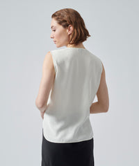 Chalk Silk Charmeuse Sleeveless Top | Women's Top by ATM Anthony Thomas Melillo