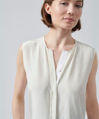 Chalk Silk Charmeuse Sleeveless Top | Women's Top by ATM Anthony Thomas Melillo