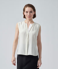 Chalk Silk Charmeuse Sleeveless Top | Women's Top by ATM Anthony Thomas Melillo