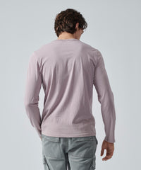 Deep Lilac Classic Jersey Long Sleeve Henley | Men's Cotton Long Sleeeve Tee by ATM Anthony Thomas Melillo