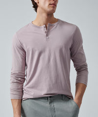 Deep Lilac Classic Jersey Long Sleeve Henley | Men's Cotton Long Sleeeve Tee by ATM Anthony Thomas Melillo
