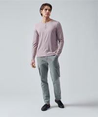 Deep Lilac Classic Jersey Long Sleeve Henley | Men's Cotton Long Sleeeve Tee by ATM Anthony Thomas Melillo