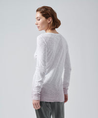 Deep Lilac Combo Slub Jersey Long Sleeve Destroyed Wash Tee | Women's Cotton Long Sleeve Tee by ATM Anthony Thomas Melillo