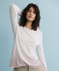Deep Lilac Combo Slub Jersey Long Sleeve Destroyed Wash Tee | Women's Cotton Long Sleeve Tee by ATM Anthony Thomas Melillo