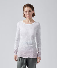 Deep Lilac Combo Slub Jersey Long Sleeve Destroyed Wash Tee | Women's Cotton Long Sleeve Tee by ATM Anthony Thomas Melillo