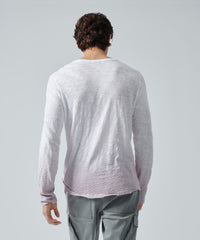 Slub Jersey Long Sleeve Destroyed Wash Tee - Deep Lilac Combo
