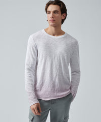 Deep Lilac Combo Slub Jersey Long Sleeve Destroyed Wash Tee Tee | Men's Long Sleeve Tee by ATM Anthony Thomas Melillo