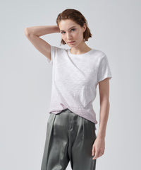 Deep Lilac Combo Slub Jersey Schoolboy Crew Neck Tee | Women's Short Sleeve T-Shirt by ATM Anthony Thomas MelilloDeep Lilac Combo Slub Jersey Schoolboy Crew Neck Tee | Women's Short Sleeve T-Shirt by ATM Anthony Thomas Melillo
