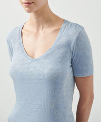Deep Periwinkle Slub Jersey Classic V-Neck Tee | Women's Cotton Short Sleeve Tee by ATM Anthony Thomas Melillo