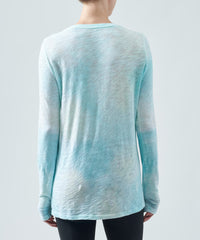 Empress Teal Jelly Fish Slub Jersey Long Sleeve V-Neck Tee | Women's Cotton Long Sleeve Tee by ATM Anthony Thomas Melillo