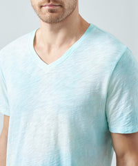 Empress Teal Slub Jersey V-Neck Tee | Men's Cotton Short Sleeve Tee by ATM Anthony Thomas Melillo