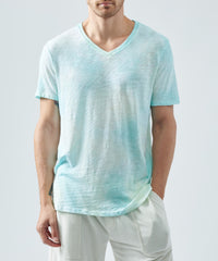 Empress Teal Slub Jersey V-Neck Tee | Men's Cotton Short Sleeve Tee by ATM Anthony Thomas Melillo