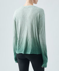 Eucalyptus/ Aspen Green Slub Jersey Long Sleeve Destroyed Wash Crop Tee | Women's Cotton T-shirt by ATM Anthony Thomas Melillo