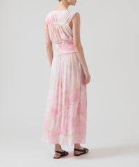 French Rose Combo Slub Jersey Ribbed Waist Maxi Dress | Women's Dress by ATM Anthony Thomas Melillo