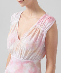 French Rose Combo Slub Jersey Ribbed Waist Maxi Dress | Women's Dress by ATM Anthony Thomas Melillo