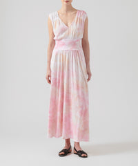 French Rose Combo Slub Jersey Ribbed Waist Maxi Dress | Women's Dress by ATM Anthony Thomas Melillo