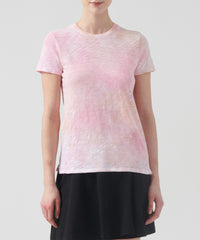 French Rose Combo Slub Jersey Schoolboy Crew Neck Tee | Women's Short Sleeve T-Shirt by ATM Anthony Thomas Melillo