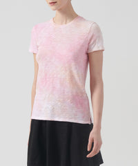 French Rose Combo Slub Jersey Schoolboy Crew Neck Tee | Women's Short Sleeve T-Shirt by ATM Anthony Thomas Melillo