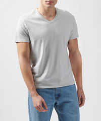 Grey Classic Jersey V-Neck Tee - Men's Cotton Short Sleeve T-shirt by ATM Anthony Thomas Melillo