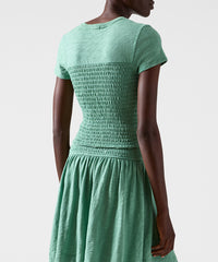 Havana Green Jersey Smocked Tee | Women's Short Sleeve Tee by ATM Anthony Thomas Melillo