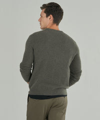 Heather Army Cashmere Exposed Seam Crew Neck Sweater - Men's Sweater by ATM Anthony Thomas Melillo
