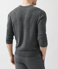 Heather Charcoal Recycled Cashmere Exposed Seam V-Neck Sweater | Men's Sweater by ATM Anthony Thomas Melillo