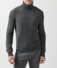Heather Charcoal Recycled Cashmere Turtleneck Sweater | Men's Sweater by ATM Anthony Thomas Melillo