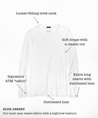 Heather Grey Slub Jersey Destroyed Wash Tee | Men's Cotton Long Sleeve Tee by ATM Anthony Thomas Melillo
