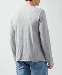 Heather Grey Slub Jersey Destroyed Wash Tee | Men's Cotton Long Sleeve Tee by ATM Anthony Thomas Melillo
