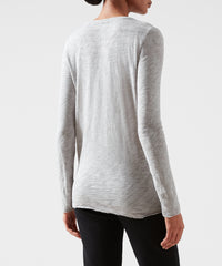 Heather Grey Slub Jersey Long Sleeve V-Neck Tee - Women's Cotton Long Sleeve Tee by ATM Anthony Thomas Melillo