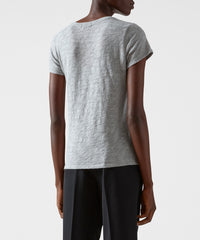 Heather Grey Slub Jersey Schoolboy V-Neck Tee - Women's Cotton Short Sleeve Tee by ATM Anthony Thomas Melillo
