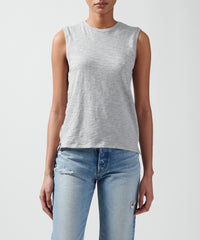 Heather Grey Slub Jersey Sleeveless Schoolboy Tee | Women's Tee by ATM Anthony Thomas Melillo
